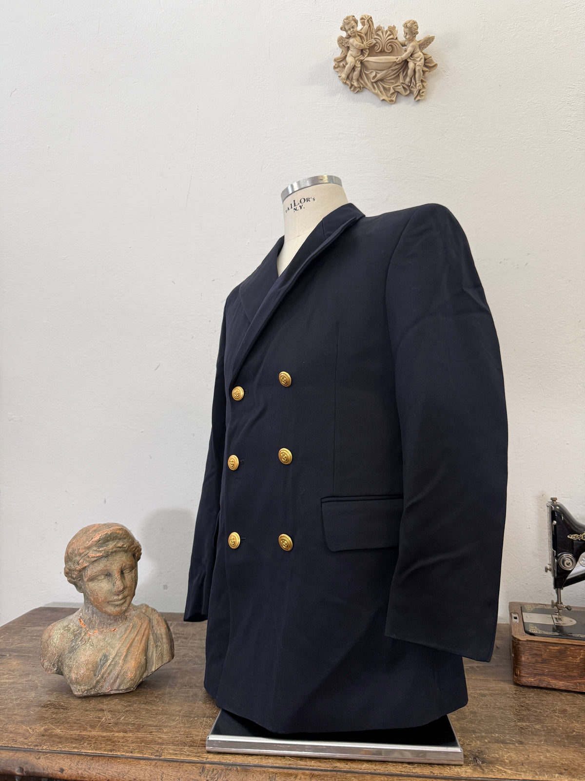 Vintage Italian Navy Double Breasted Jacket “L”