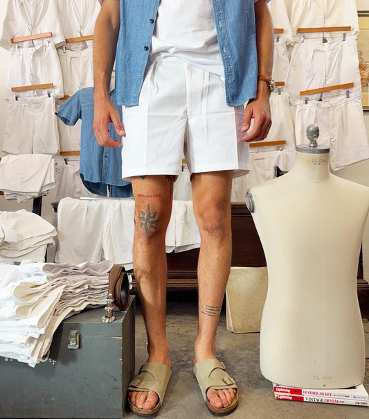 White British Royal Navy PTI Unisex Shorts with Sailor Buttons