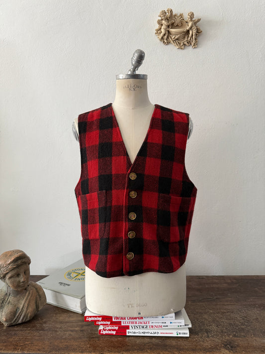 Vintage Buffalo Check Wool Vest “M/L”
