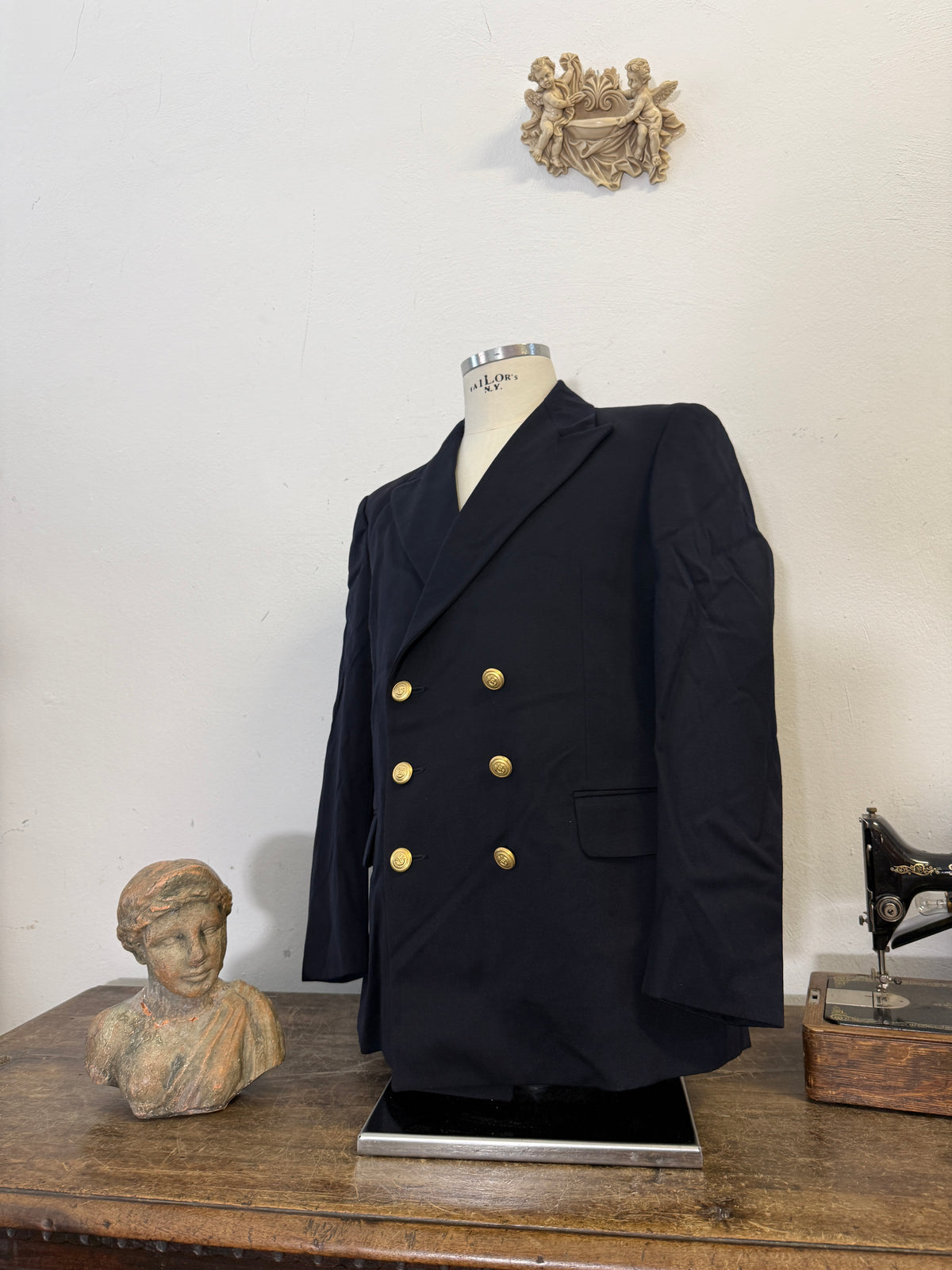 Vintage Italian Navy Double Breasted Jacket “L”
