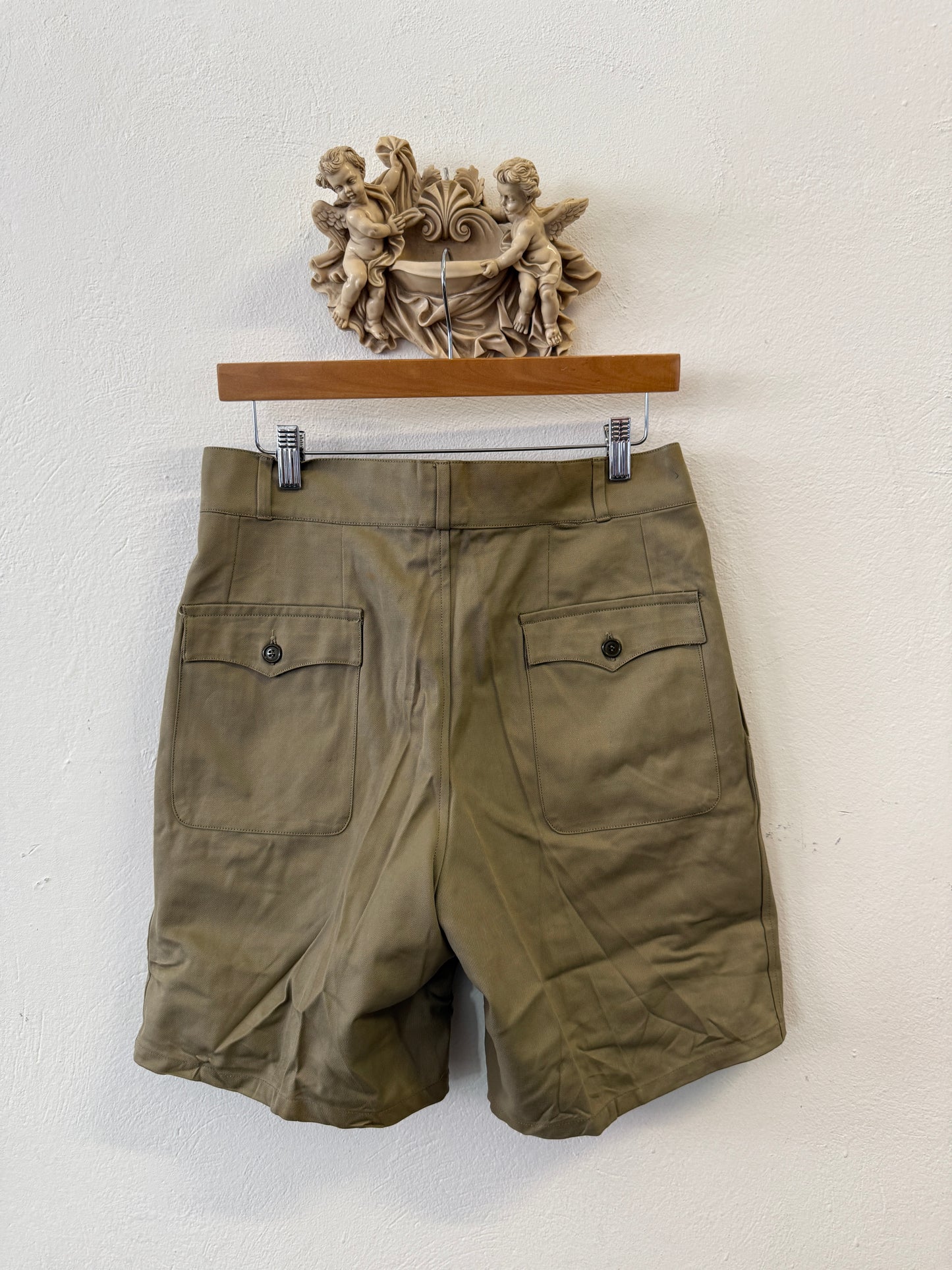 Vintage Italian Army Bermuda Shorts with Buttons 84 cm