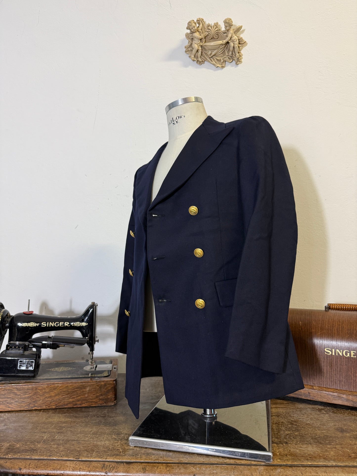 Vintage 90’s Italian Navy Double Breasted Jacket “S”
