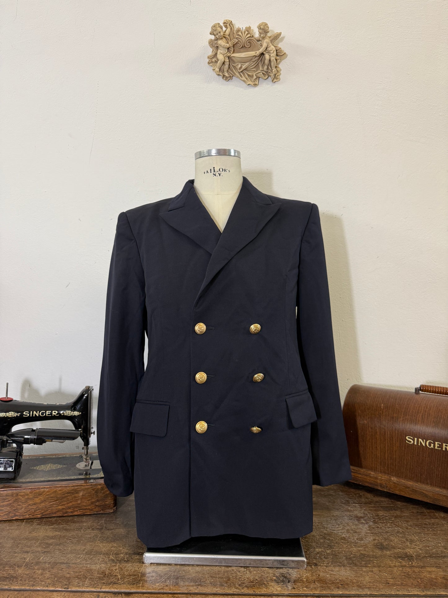 00’s Italian Navy Double Breasted Jacket “XL”