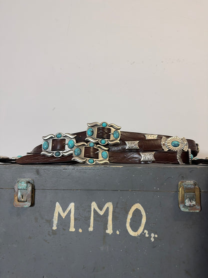 Western Concho Belt with Turquoise Accents