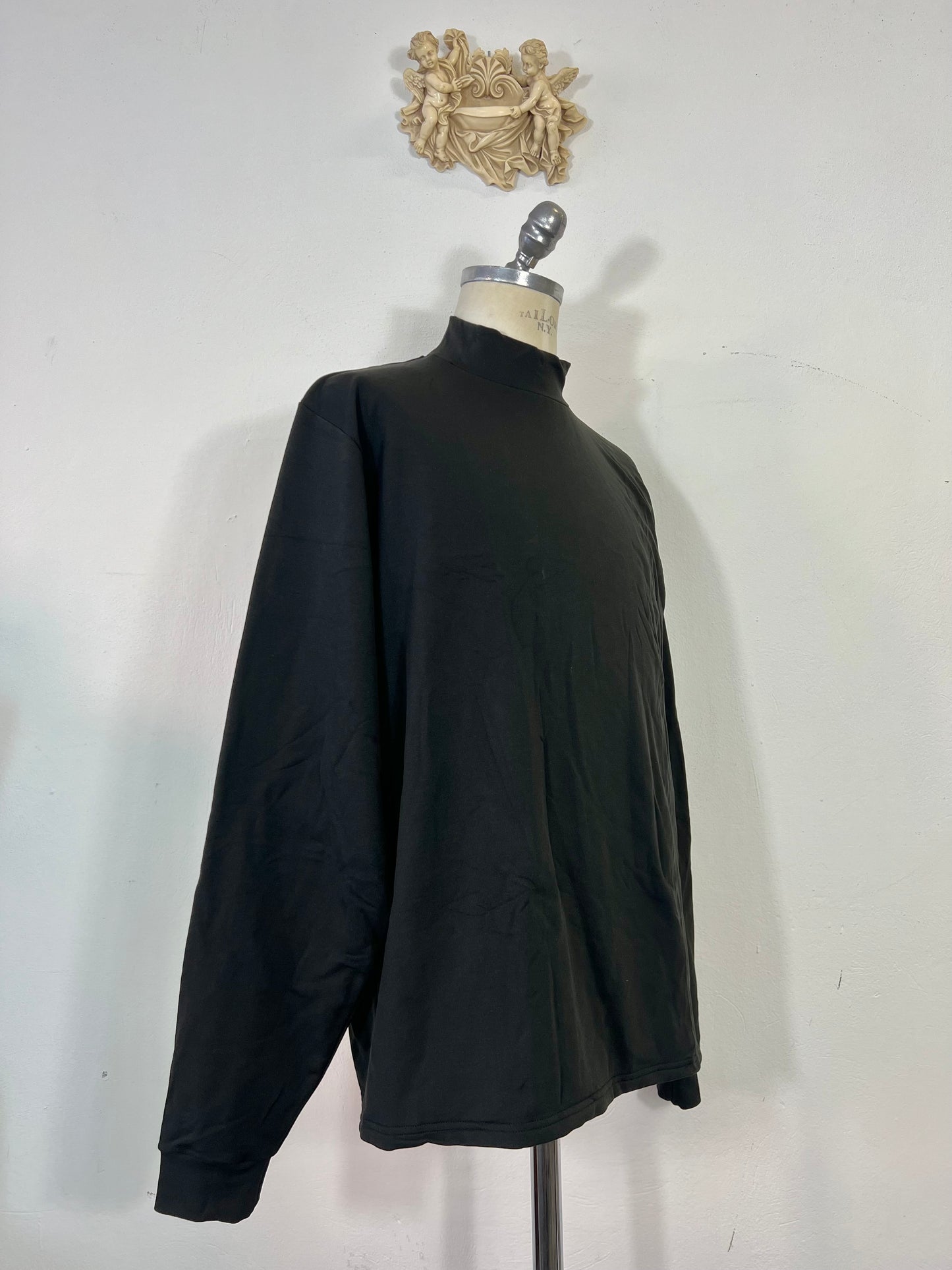 Deadstock Jersey Mock Turtleneck Fabriqué aux États-Unis « XL »