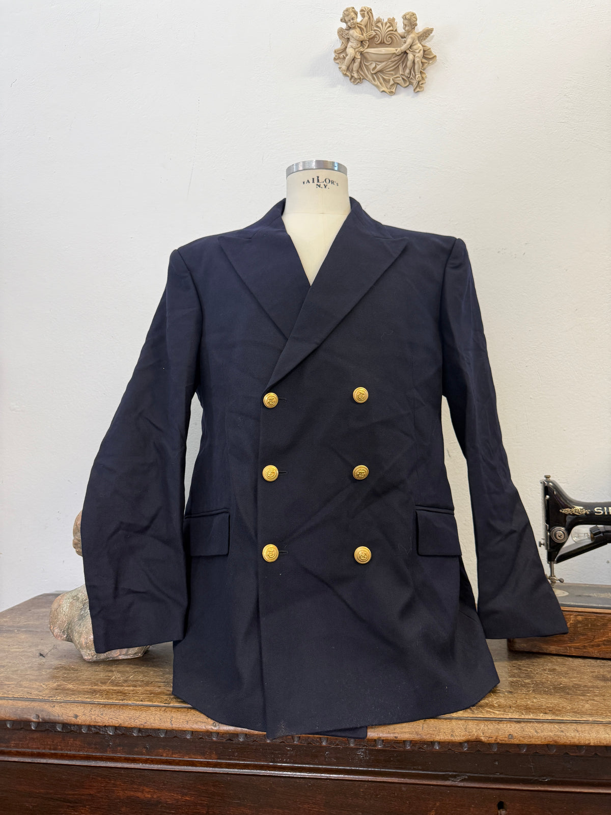 Vintage Italian Navy Double Breasted Jacket “XXL”