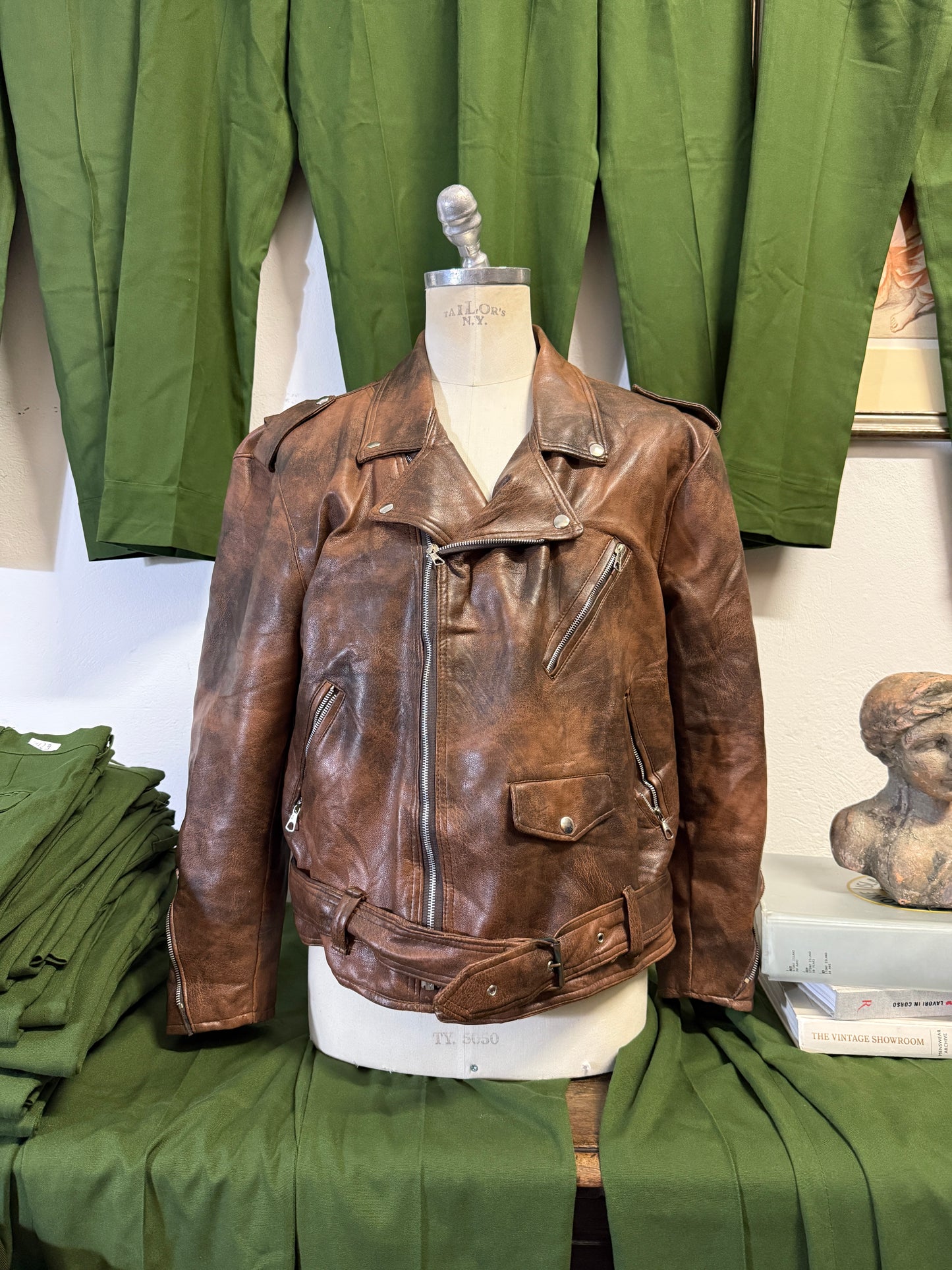 Brown Faux Leather Jacket “L”