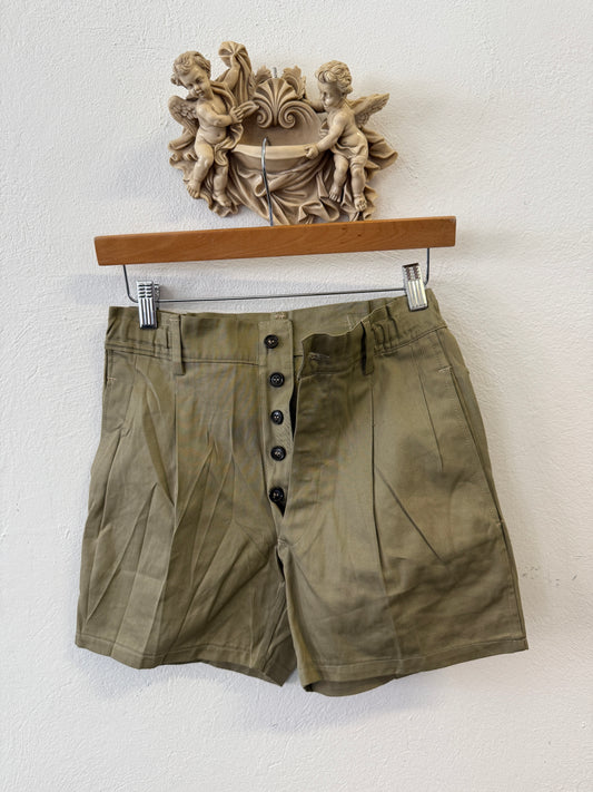 Vintage Italian Army Bermuda Shorts with Buttons 76  cm