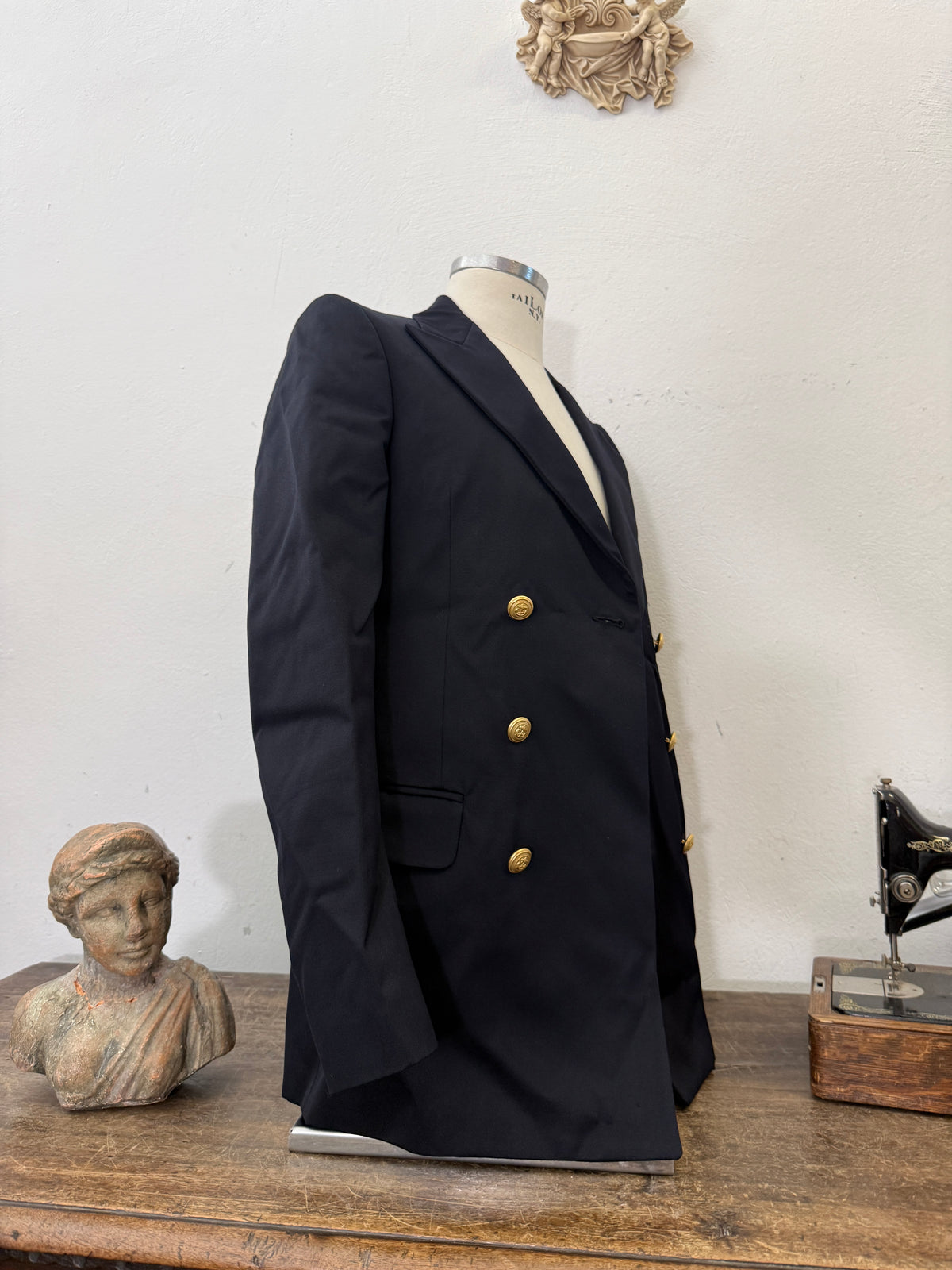 Vintage Italian Navy Double Breasted Jacket “S/M”