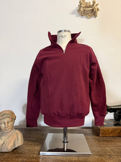 Raglan Bordeaux Half Zip Sweatshirt - Made in Italy