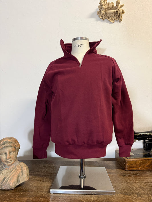 Raglan Bordeaux Half Zip Sweatshirt - Made in Italy