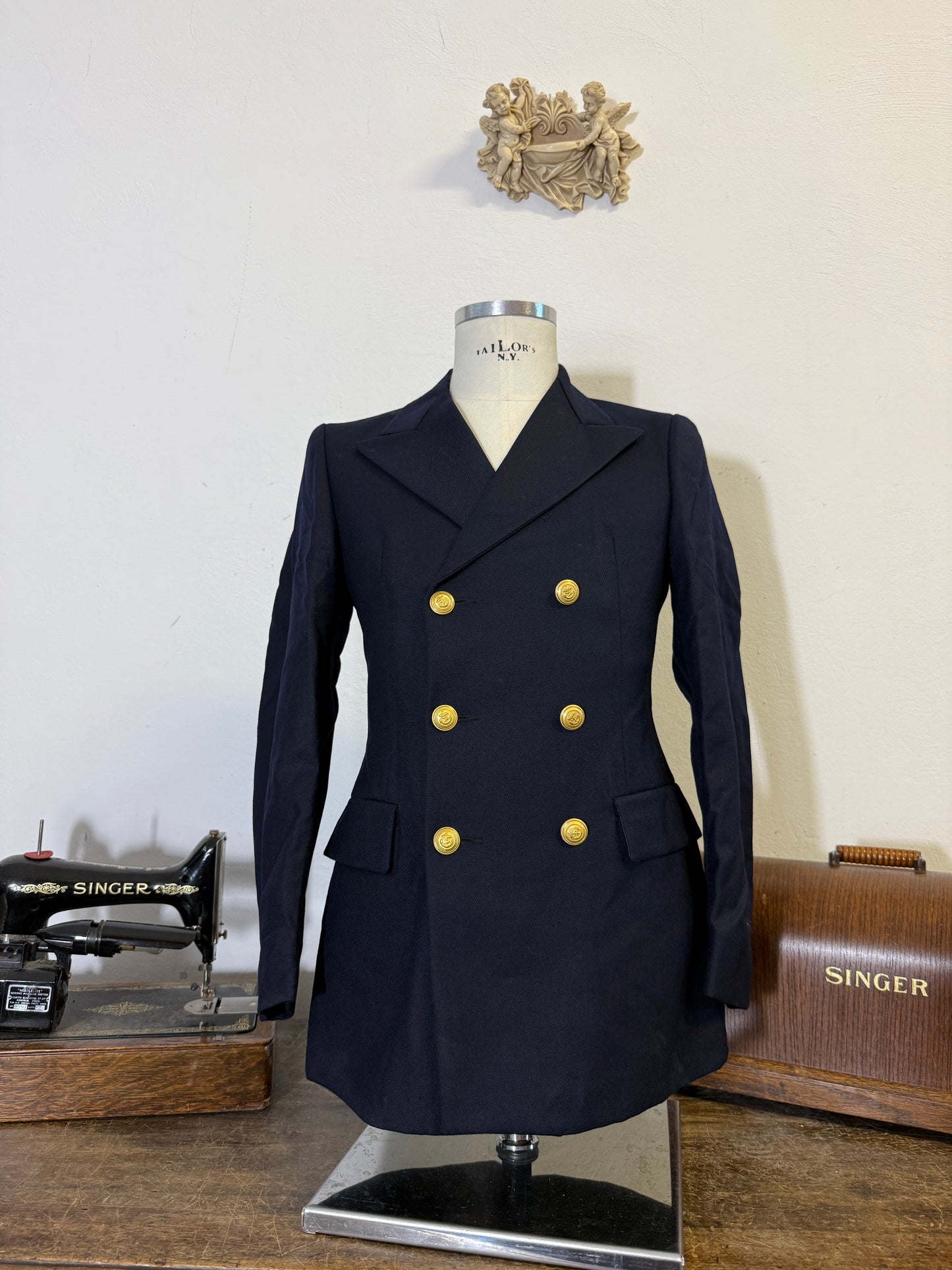 Vintage 90’s Italian Navy Double Breasted Jacket “S”