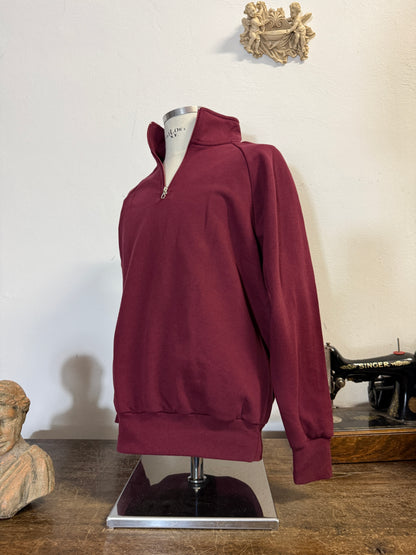 Raglan Bordeaux Half Zip Sweatshirt - Made in Italy