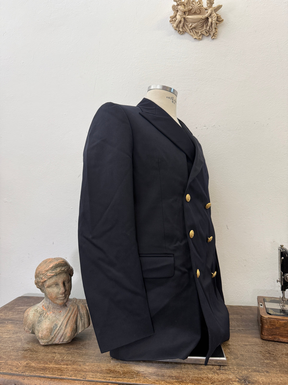 Vintage Italian Navy Double Breasted Jacket “XL”