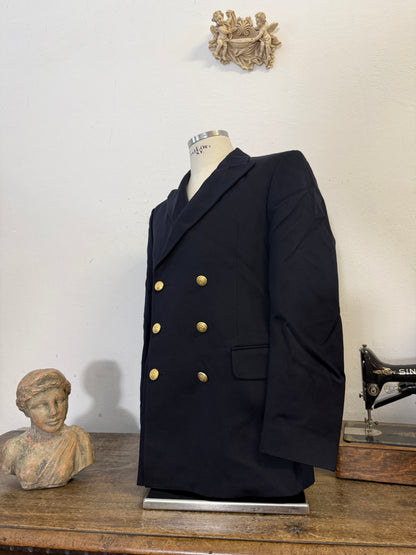 Vintage Italian Navy Double Breasted Jacket “L”