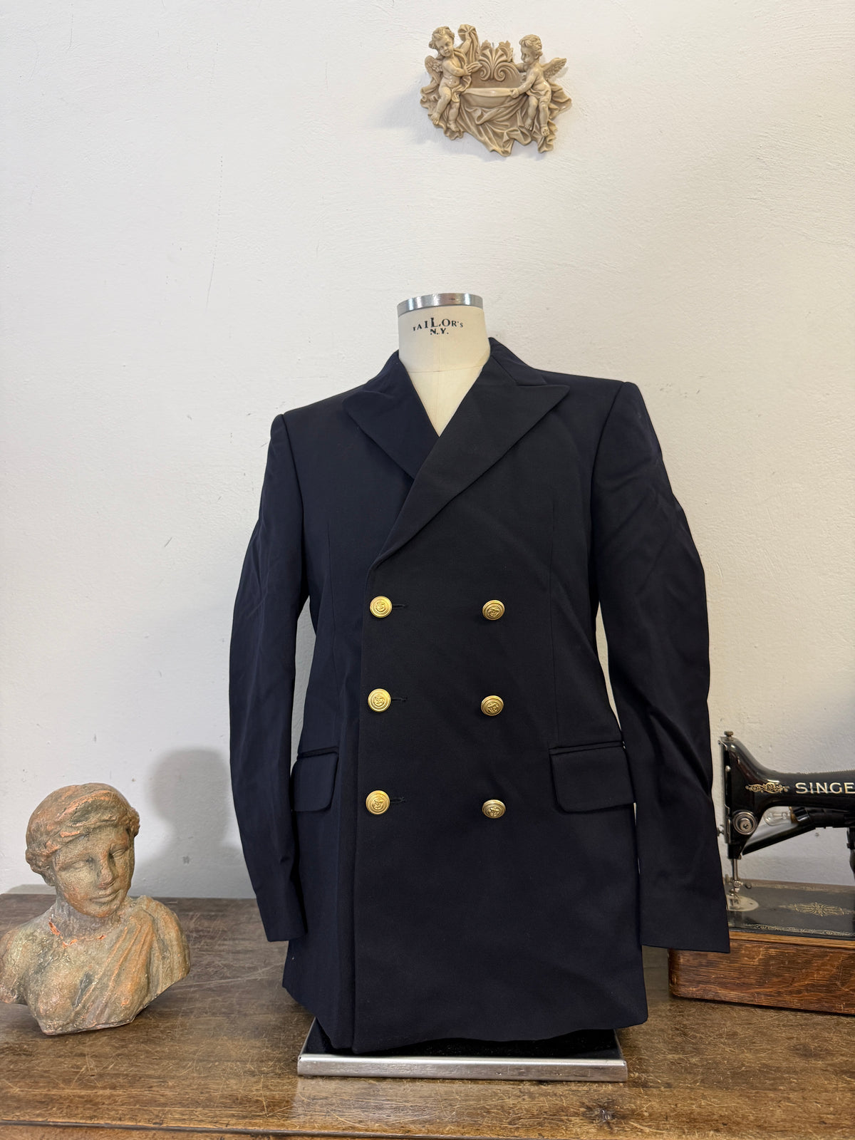 Vintage Italian Navy Double Breasted Jacket “L”