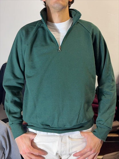 Raglan Green Half Zip Sweatshirt - Made in Italy