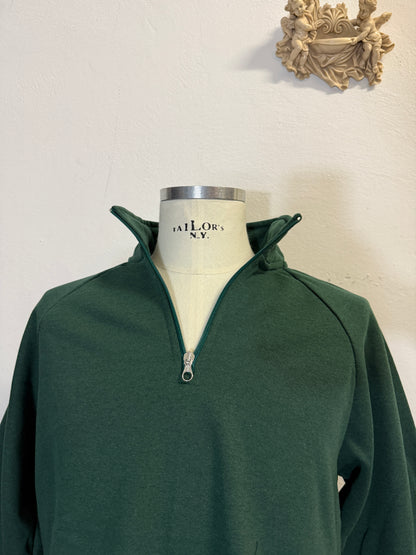 Raglan Green Half Zip Sweatshirt - Made in Italy
