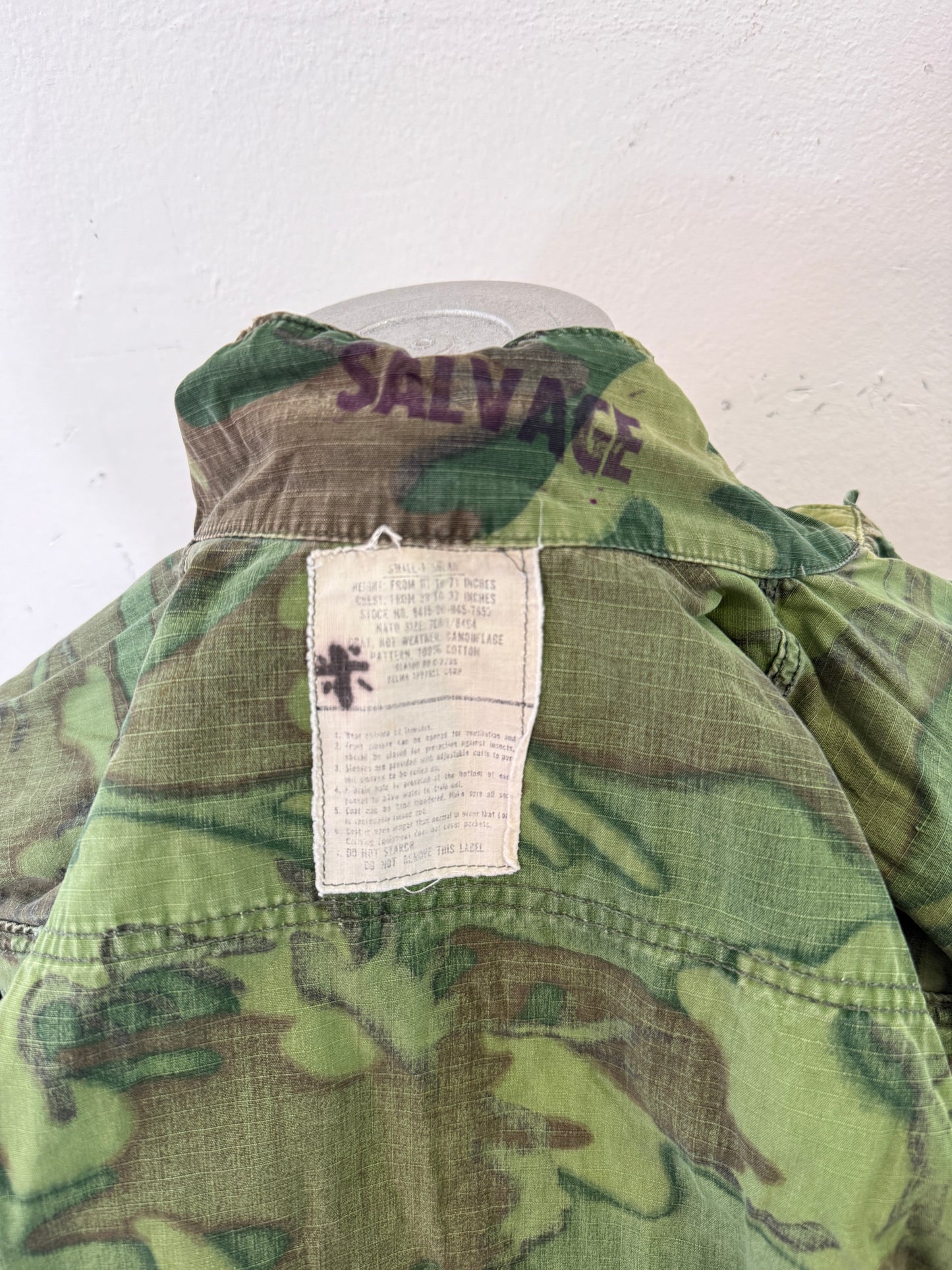 Vintage 1970-80s ERDL Camouflage Pattern Hot Weather Jacket Ripstop “S”