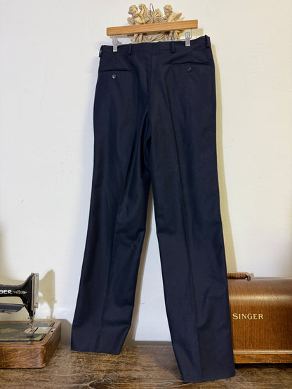 Deadstock 80’s Tailored Trousers in Blue Wool Made in Italy “W32”