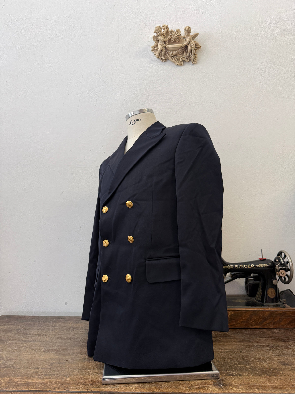 Vintage Italian Navy Double Breasted Jacket “M”