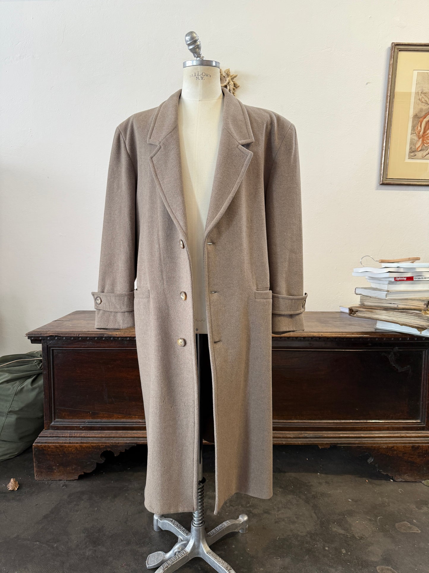 Khaki Wool Coat “L/XL”