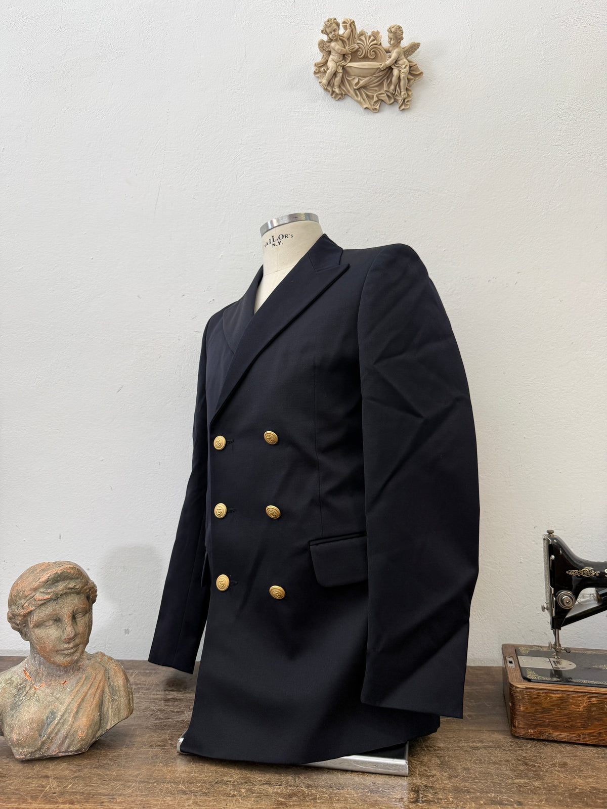 Vintage Italian Navy Double Breasted Jacket “M”