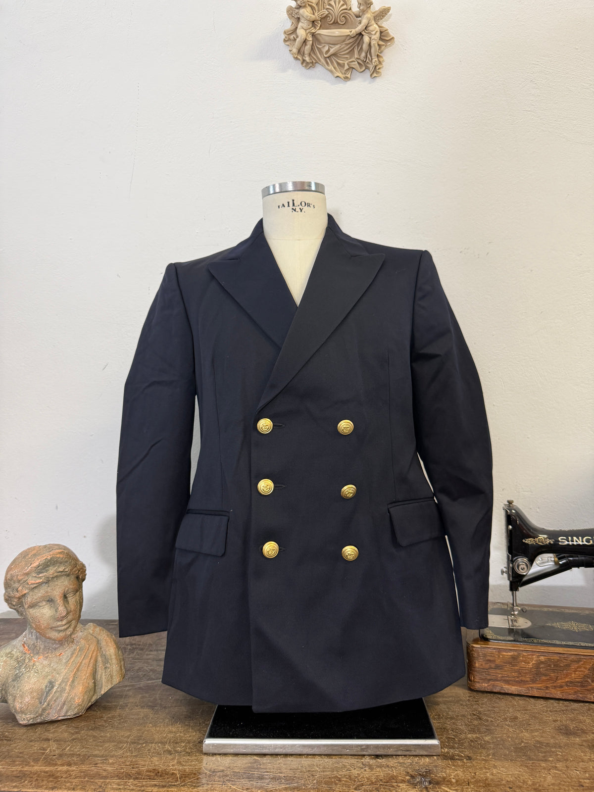 Vintage Italian Navy Double Breasted Jacket “M”