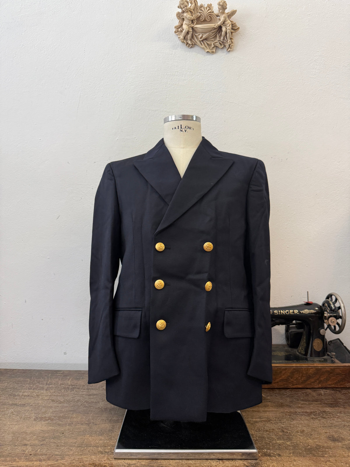 Vintage Italian Navy Double Breasted Jacket “M”