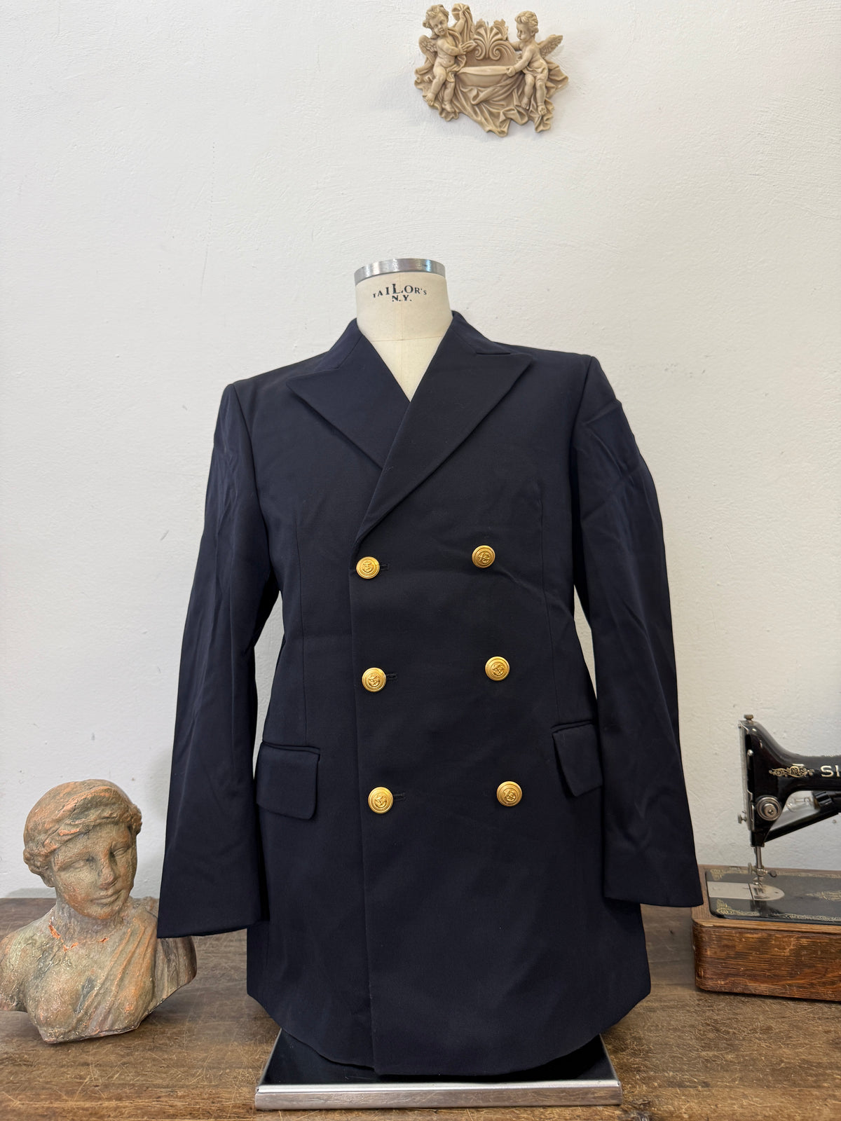 Vintage Italian Navy Double Breasted Jacket “M/L”