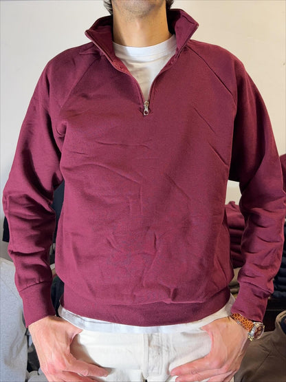 Raglan Bordeaux Half Zip Sweatshirt - Made in Italy