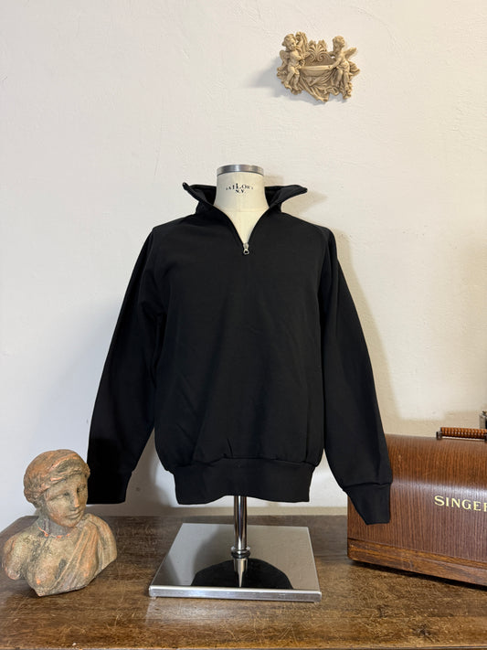 Raglan Black Half Zip Sweatshirt - Made in Italy