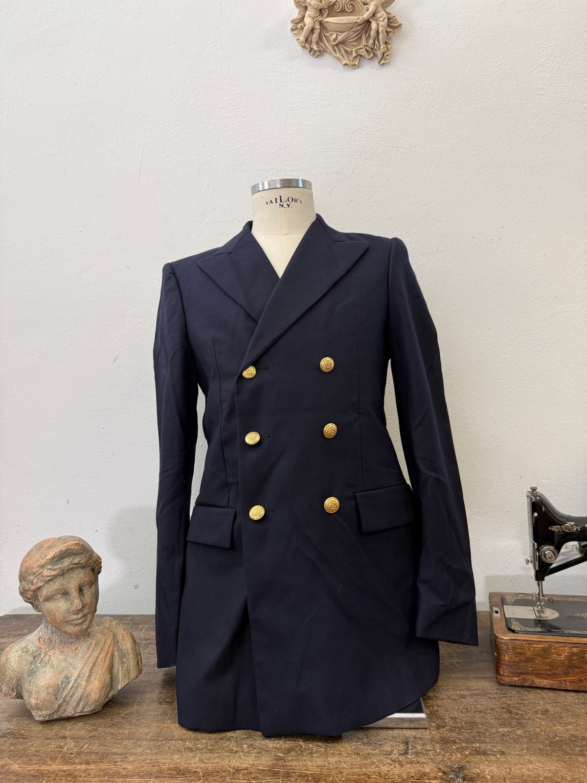 Vintage Italian Navy Double Breasted Jacket “L”