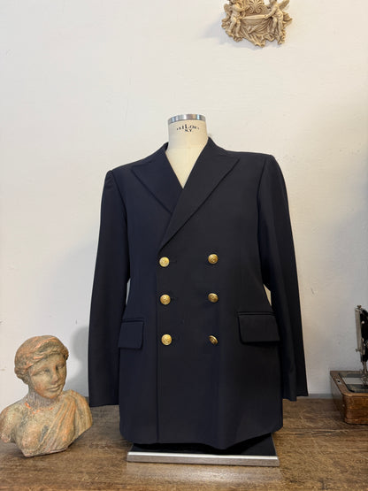 Vintage Italian Navy Double Breasted Jacket “L”