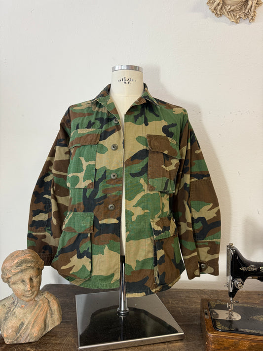 Vintage Woodland Camo Jacket Us Army Rip Stop “S”