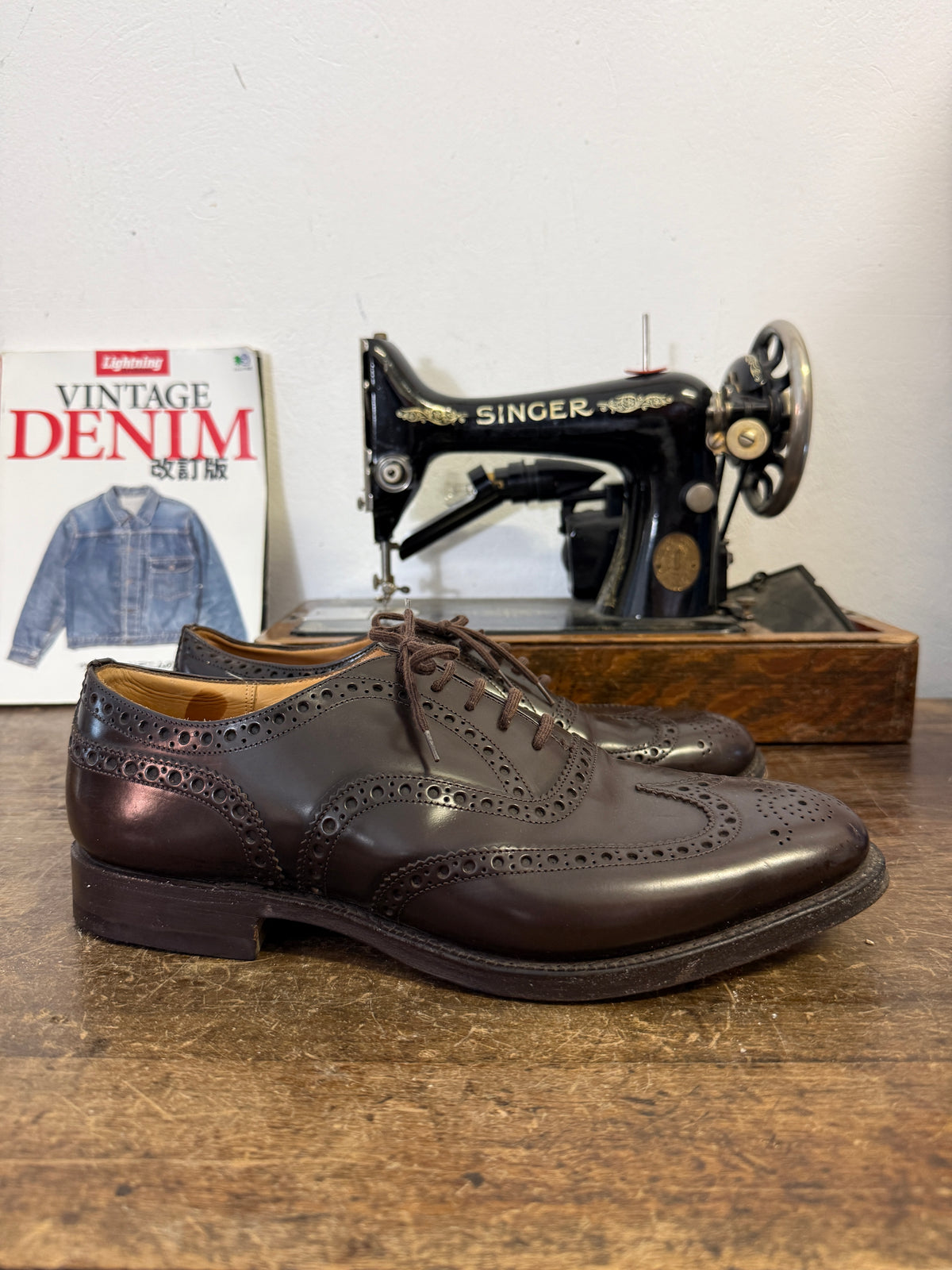 Used Church’s Men’s Burgundy Leather Derby Shoes – Made in England – UK Size 10