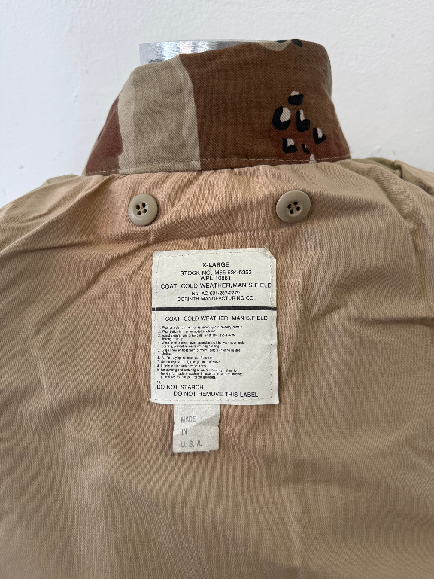Desert Camo Field Jacket M65 Made in Usa “XL”