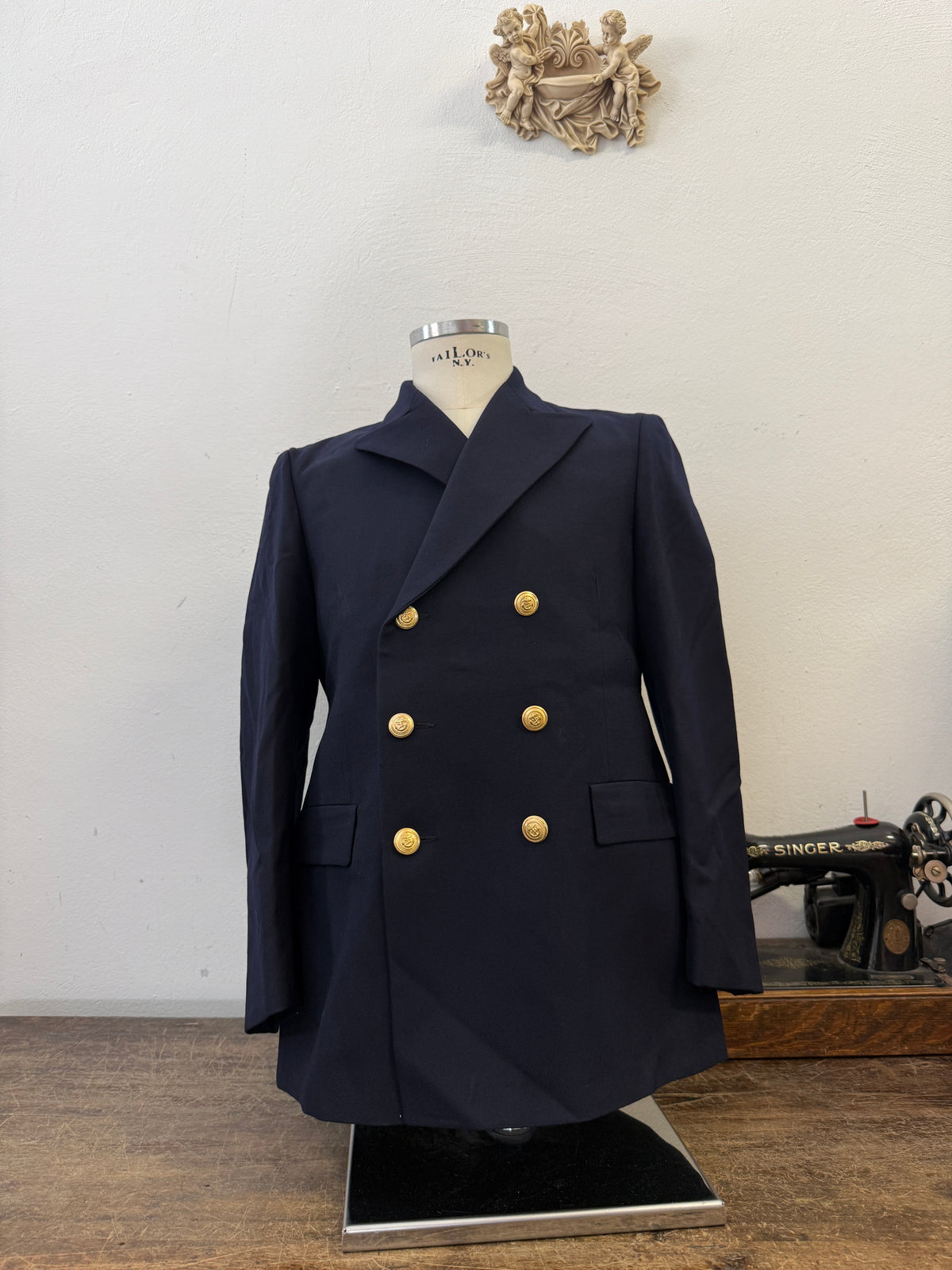 Vintage Italian Navy Double Breasted Jacket “S/M”