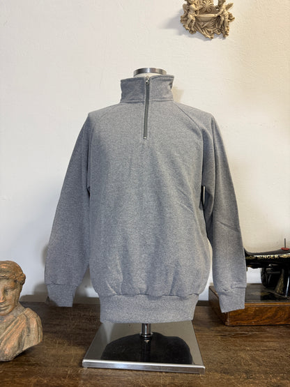 Raglan Grey Half Zip Sweatshirt - Made in Italy