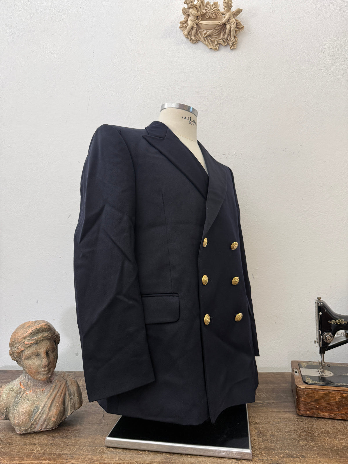 Vintage Italian Navy Double Breasted Jacket “M”