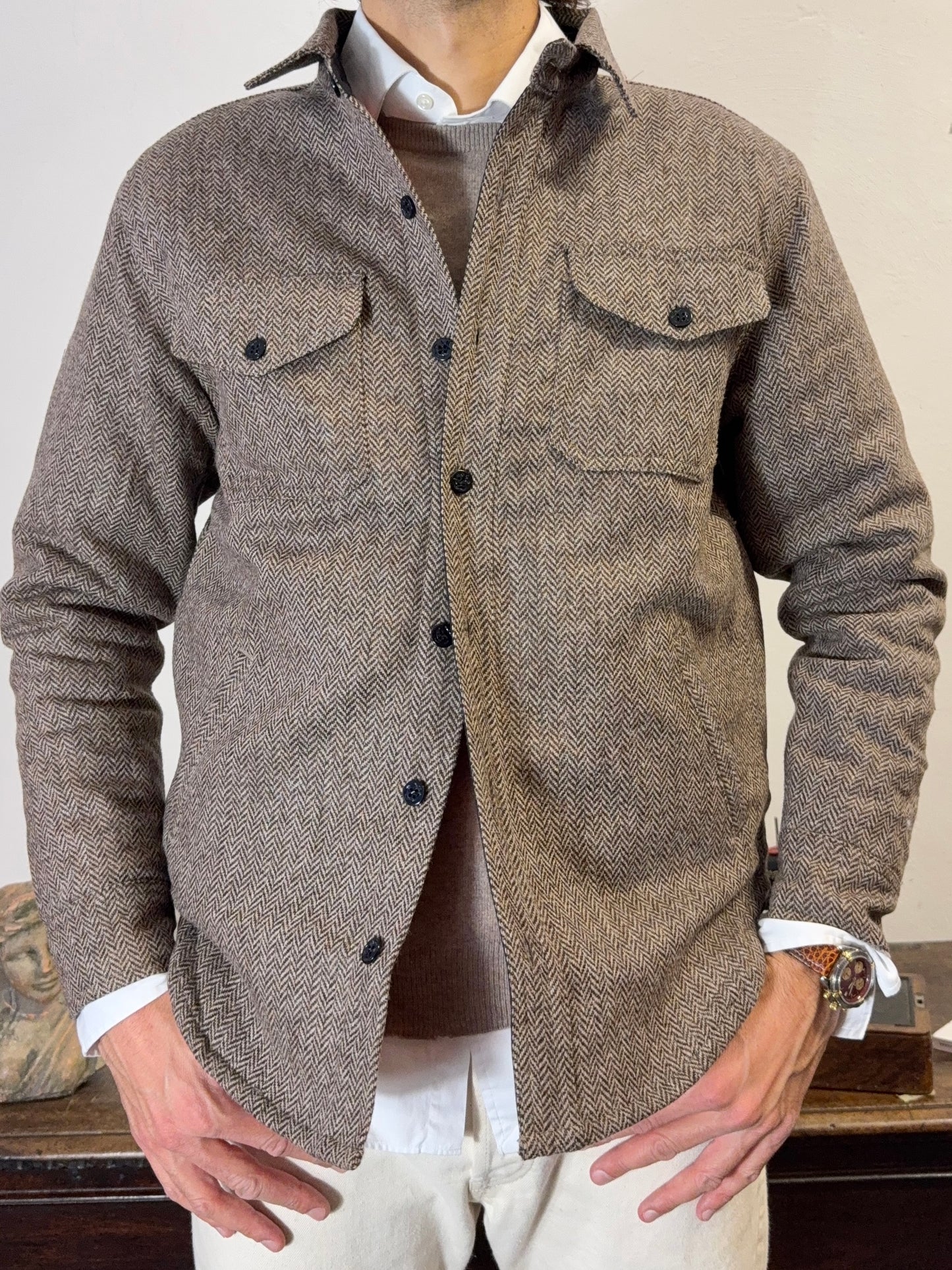 Chesapeake’s Wool Padded Shirt CPO Herringbone