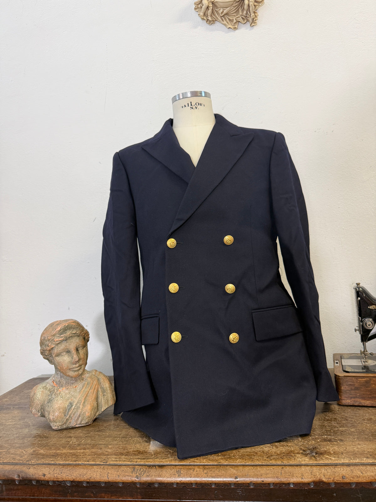 Vintage Italian Navy Double Breasted Jacket “XL”