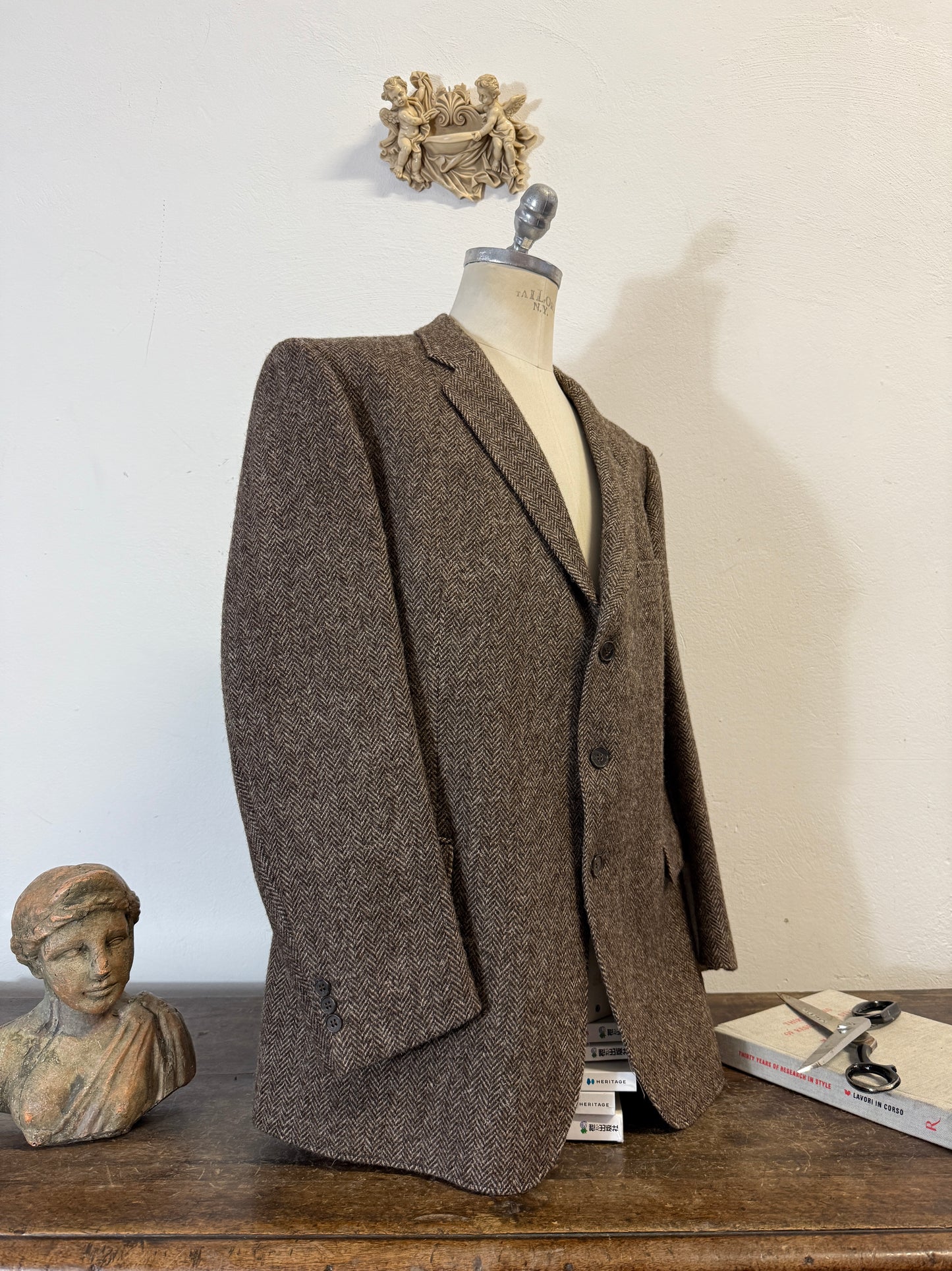 Vintage Wool Harringbone Blazer “XL”