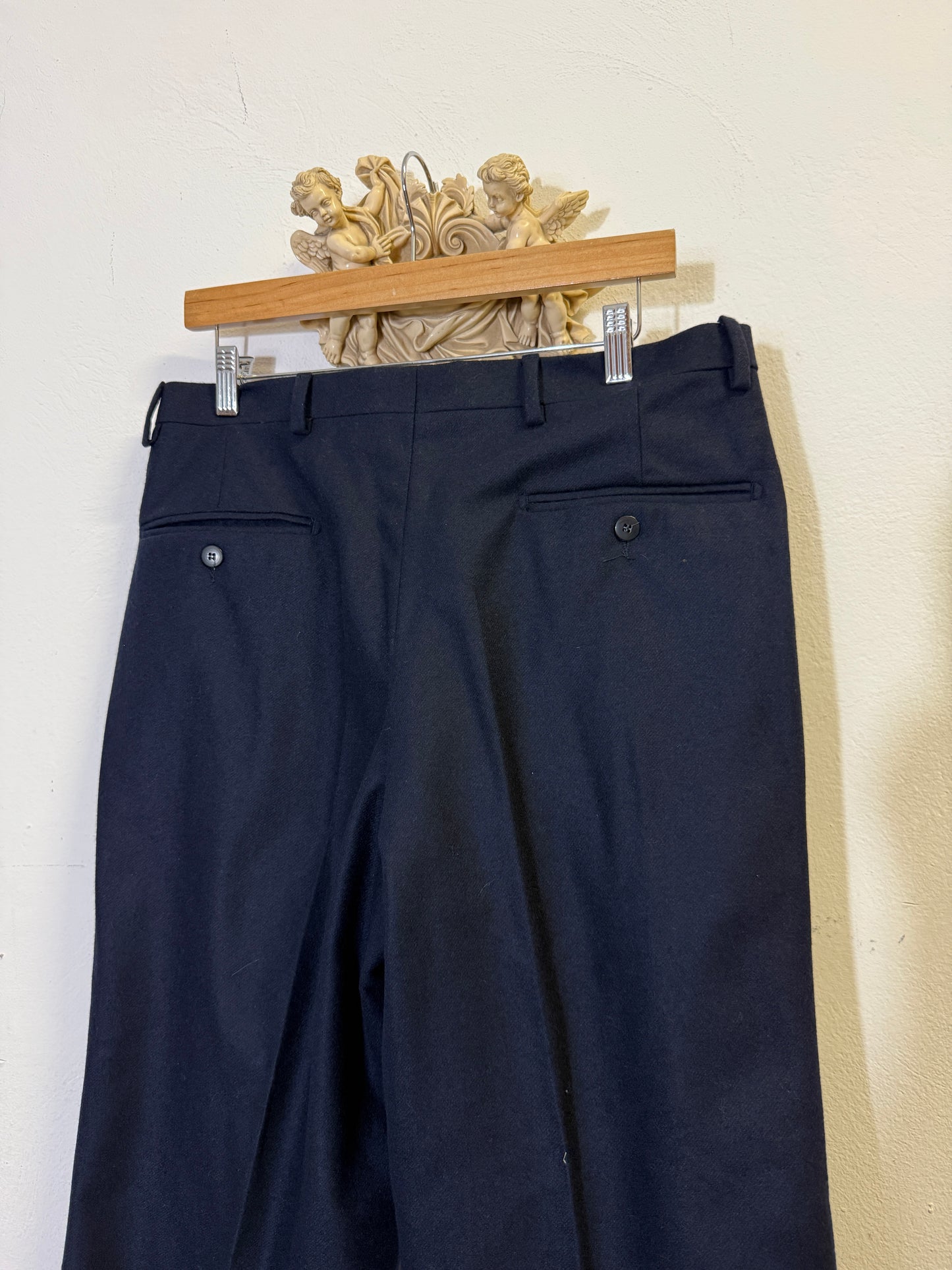 Deadstock 80’s Tailored Trousers in Blue Wool Made in Italy “W32”