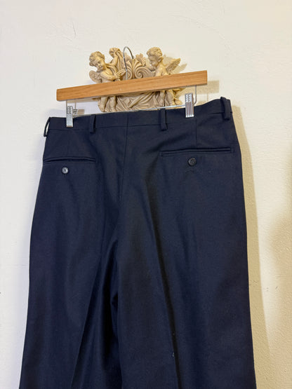 Deadstock 80’s Tailored Trousers in Blue Wool Made in Italy “W32”