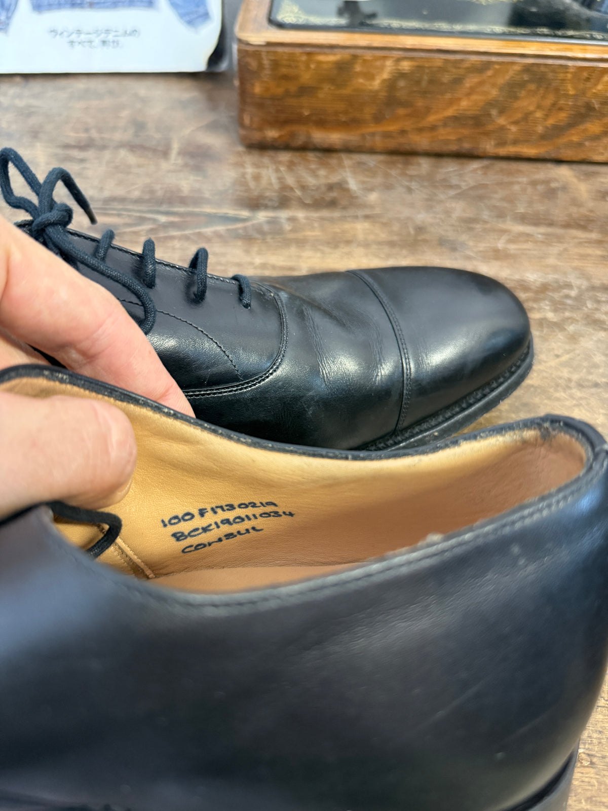 Used Church’s Men’s Black Leather Oxford Shoes – Made in England – UK Size 10
