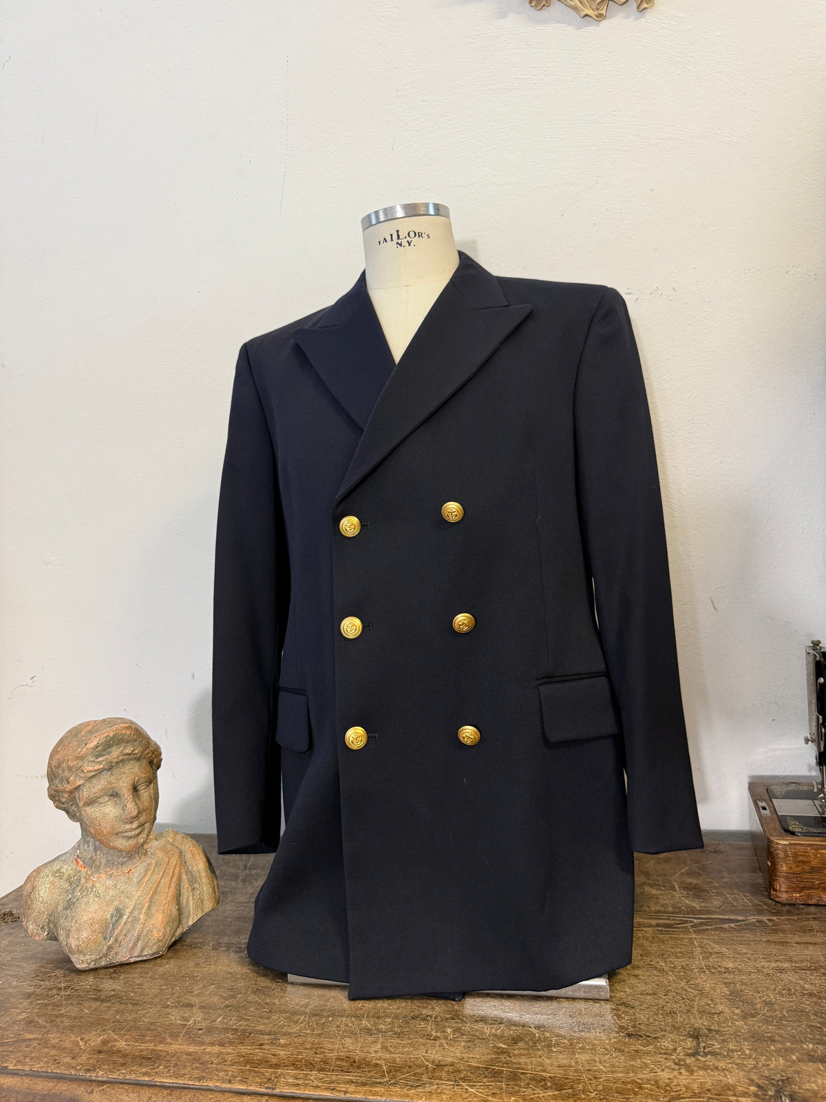 Vintage Italian Navy Double Breasted Jacket “L”