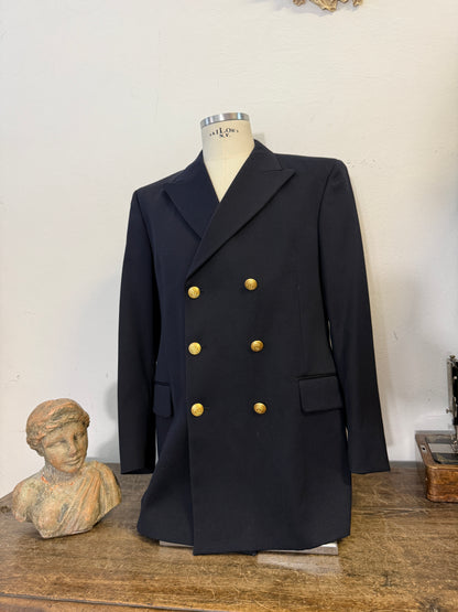Vintage Italian Navy Double Breasted Jacket “L”