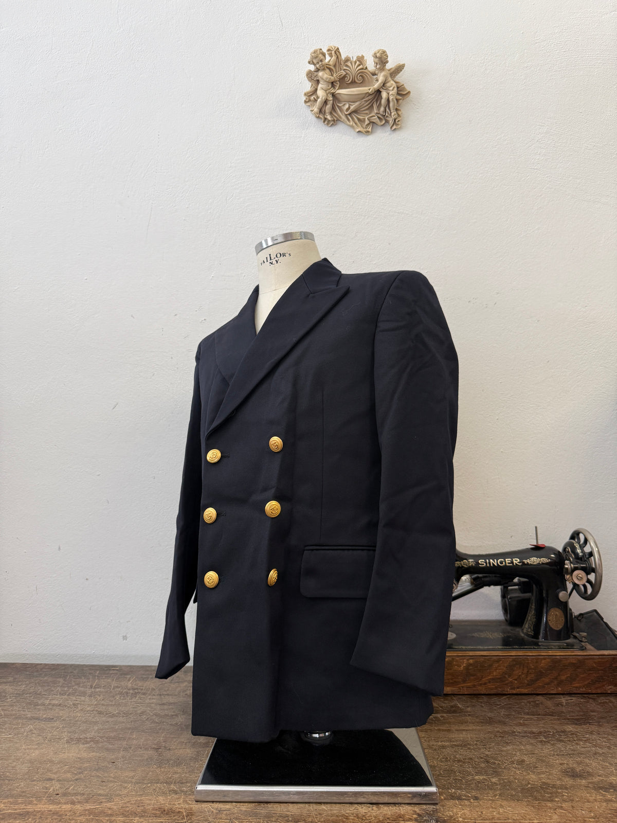 Vintage Italian Navy Double Breasted Jacket “M”