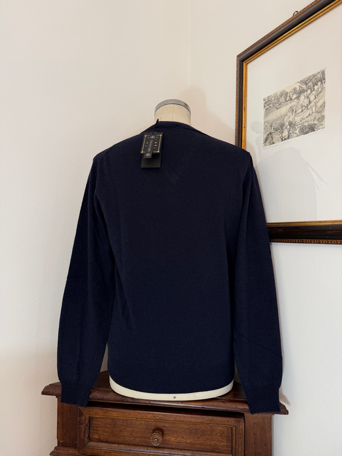 Essential Blue Navy V-Neck Sweater - Made in Italy